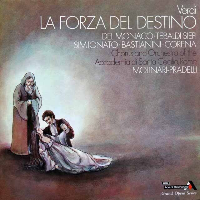 テバルディ、デル・モナコ、モリナーリ=プラデッリのヴェルディ/「運命の力」全曲　英Ace of Diamonds（DECCA）　3423　LP レコード