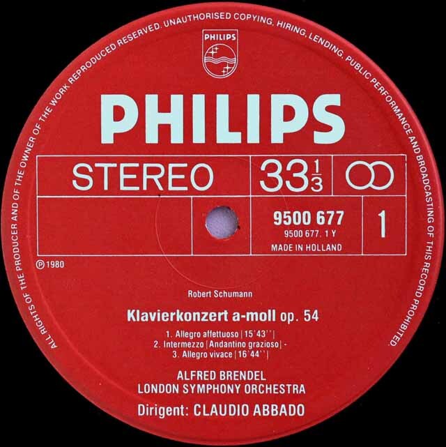 ブレンデル、アバドのシューマン/ピアノ協奏曲ほか 蘭PHILIPS 3425 LP レコード