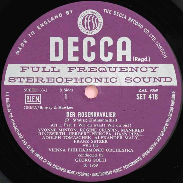 LP レコード ショルティのR.シュトラウス/「ばらの騎士」全曲 英DECCA 3425 