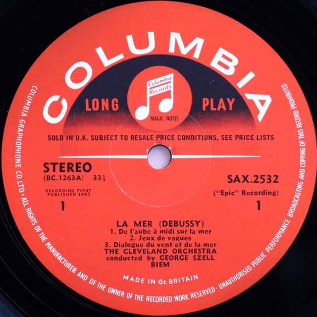 LP レコード オリジナル盤 セルのドビュッシー/「海」ほか 英