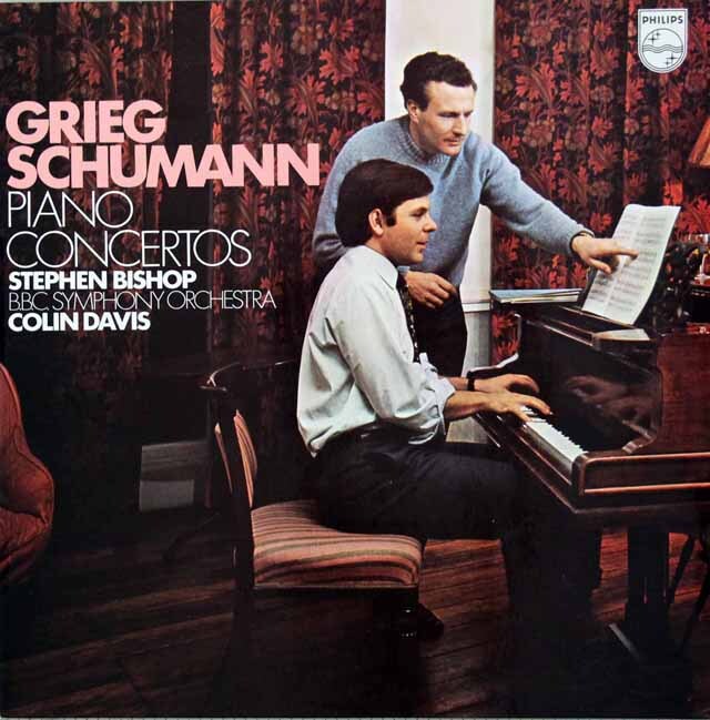 ビショップ、デイヴィスのグリーグ、シューマン/ピアノ協奏曲集　蘭PHILIPS　3429　LP レコード