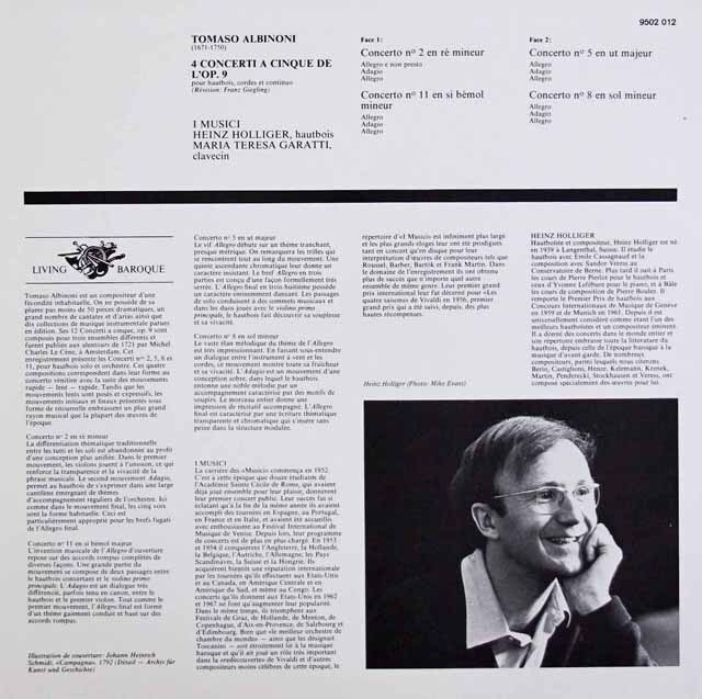 LP レコード ホリガー&イ・ムジチのアルビノーニ/オーボエ協奏曲