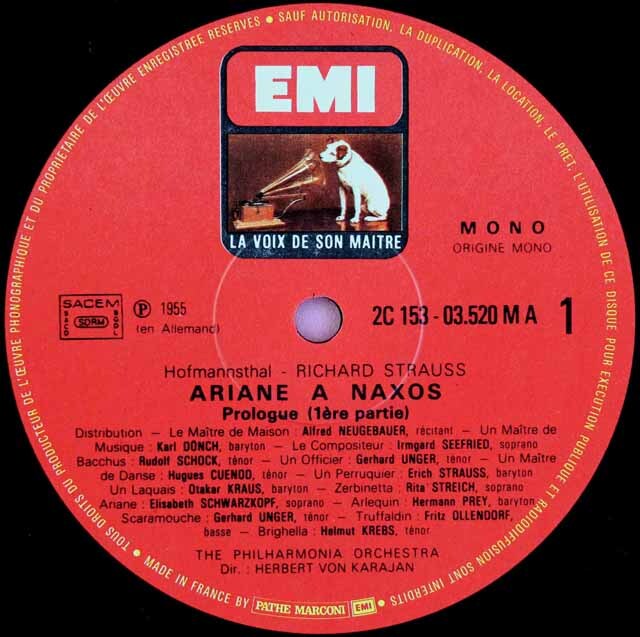 LP レコード カラヤンのR.シュトラウス/ナクソス島のアリアドネ 仏EMI 3432