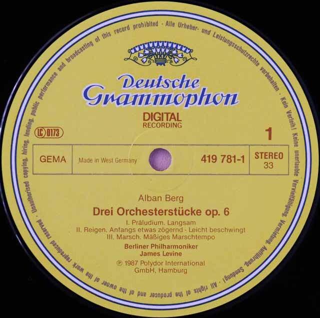 LP レコード レヴァインのベルク、シューンベルク、ヴェーベルン/管弦楽曲集 独DGG 3433