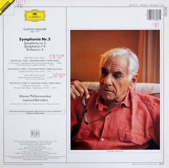 LP レコード バーンスタインのマーラー/交響曲第5番 独DGG 3434