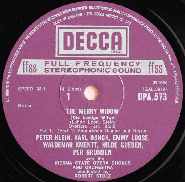 LP レコード シュトルツのレハール/「メリー・ウィドウ」全曲 独