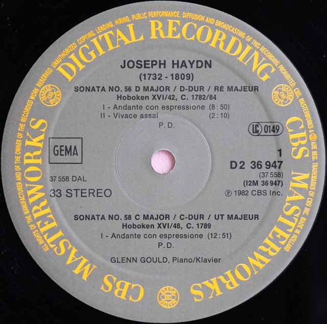 LP レコード グールドのハイドン/ピアノソナタ集 蘭CBS 3435