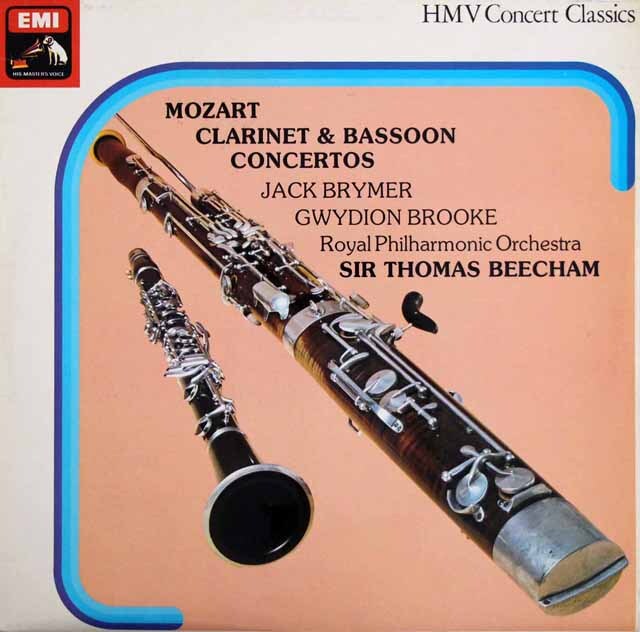 ブライマー、ブローク、ビーチャムのモーツァルト/クラリネット協奏曲、バスーン協奏曲　英EMI　3437　LP レコード