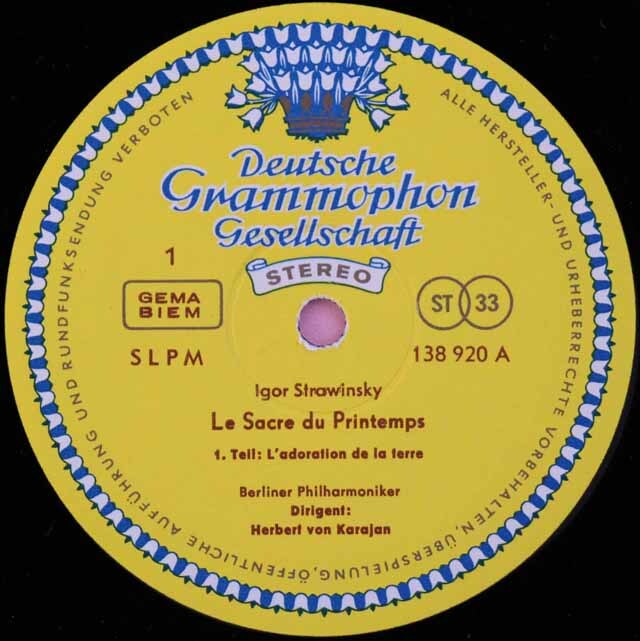 LP レコード 赤ステレオ 独最初期盤 カラヤンのストラヴィンスキー