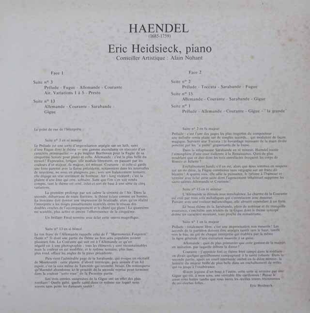 LP レコード ハイドシェックのヘンデル/組曲集（第2集） 仏CASSIOPEE 3445