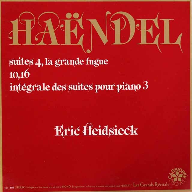 ハイドシェックのヘンデル/組曲集（第4、10、16番）　仏CASSIOPEE　3501　LP レコード