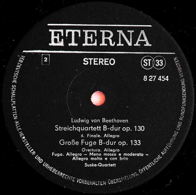 LP レコード ズスケ四重奏団のベートーヴェン/弦楽四重奏第13番&大フーガ 独ETERNA 3502