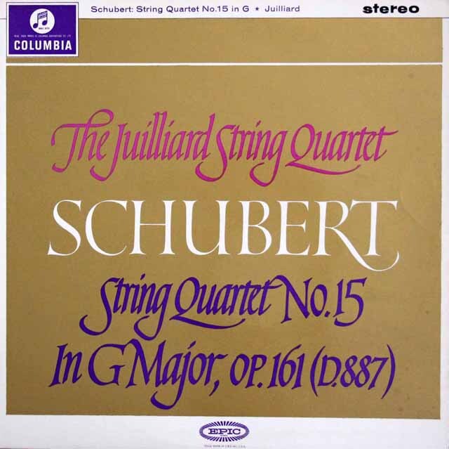LP レコード ジュリアード四重奏団のシューベルト/弦楽四重奏曲第15番 英Columbia 3504