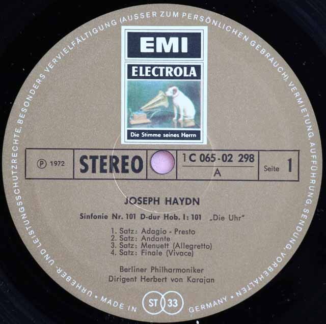 LP レコード カラヤンのハイドン/交響曲第83番「めんどり」、第101番
