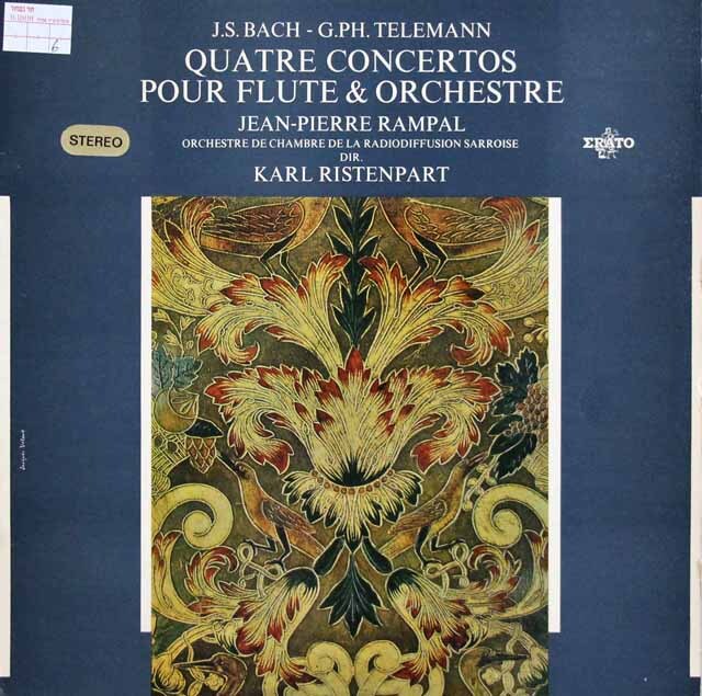 ランパル、リステンパルトのバッハ、テレマン/フルート協奏曲集　仏ERATO　3510　LP レコード