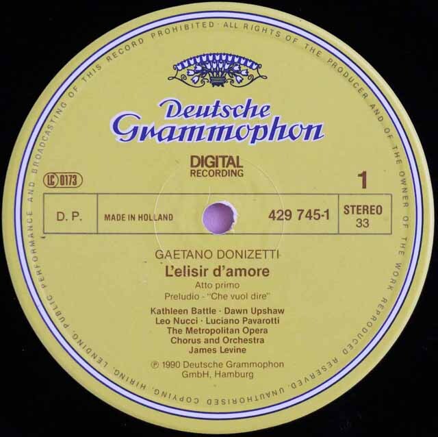 LP レコード パヴァロッティ、バトル、レヴァインのドニゼッティ/「愛