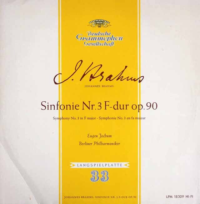 ヨッフムのブラームス/交響曲第3番　独DGG　3520　LP レコード