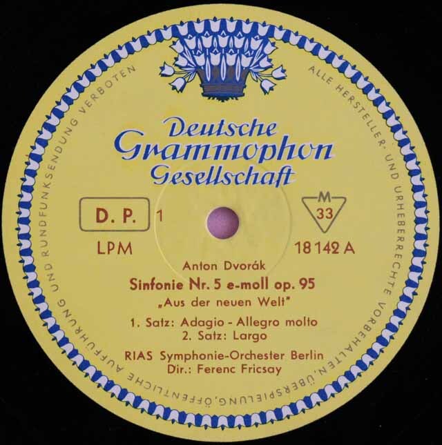 LP レコード フリッチャイのドヴォルザーク/交響曲第9(5)番「新世界  