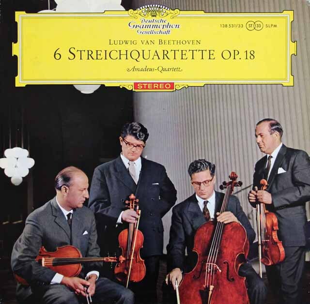 【赤ステレオ、独最初期盤】　アマデウス四重奏団のベートーヴェン/初期弦楽四重奏曲集　独DGG　3520　LP レコード
