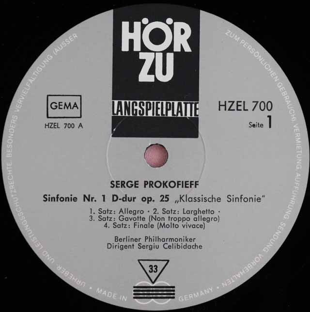 LP レコード チェリビダッケ、ボリースのメンデルスゾーン/ヴァイオリン協奏曲ほか 独HOERZU 3520