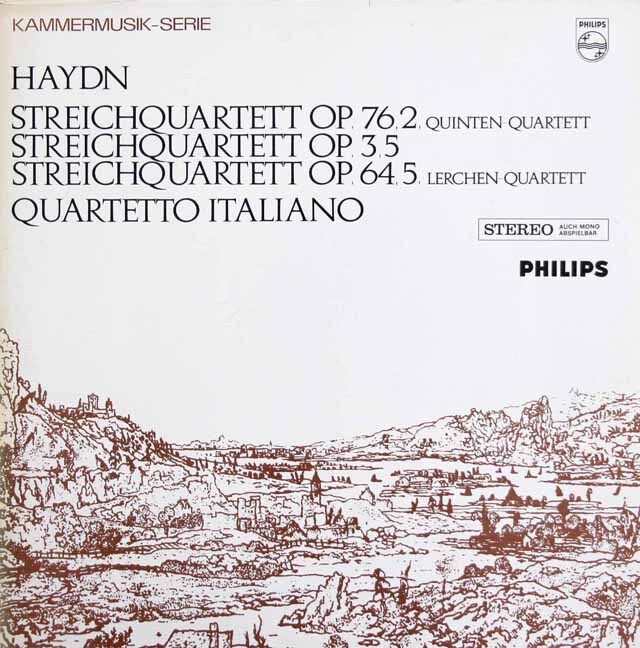 イタリア四重奏団のハイドン/弦楽四重奏曲第67番「ひばり」、第76番「五度」　蘭PHILIPS　3522　LP レコード