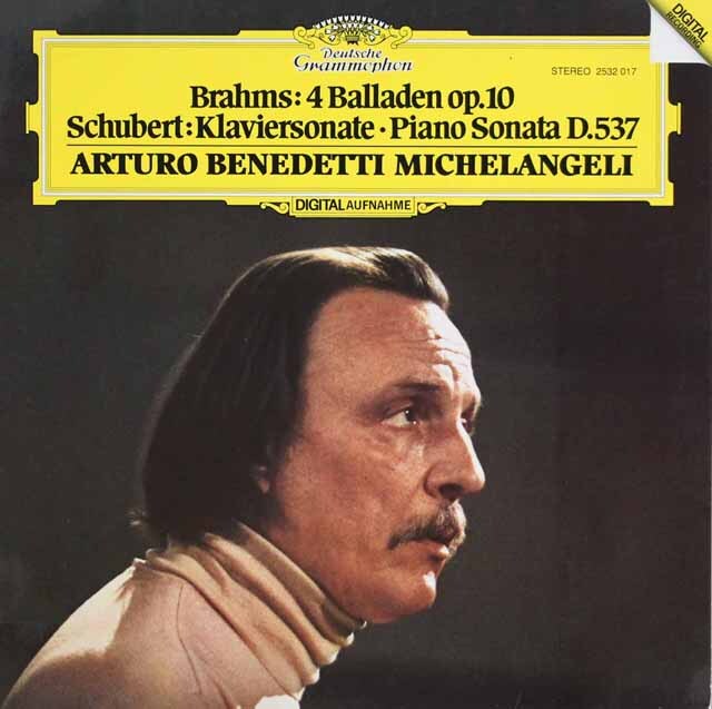 ミケランジェリのブラームス/「4つのバラード」ほか　独DGG　3525　LP レコード