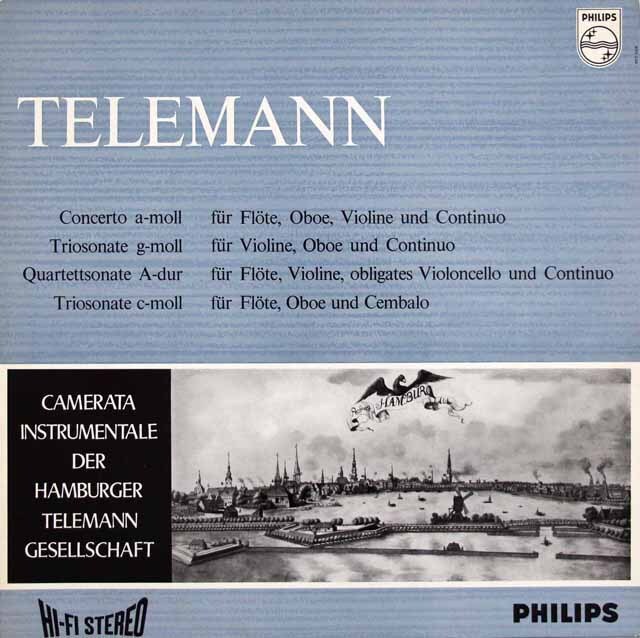 ハンブルク・テレマン協会カメラータ・インストゥルメンターレのテレマン/室内楽曲集　蘭PHILIPS　3526　LP レコード
