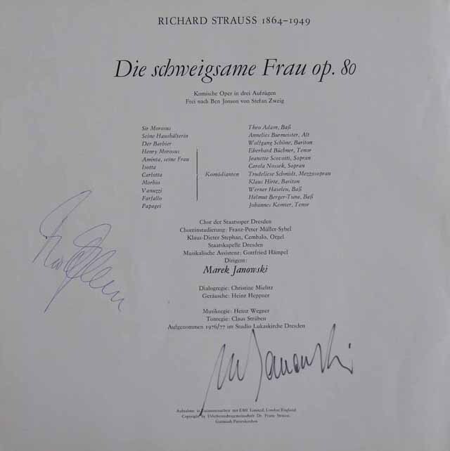 LP レコード 直筆サイン入り ヤノフスキのR.シュトラウス/歌劇「無口な  