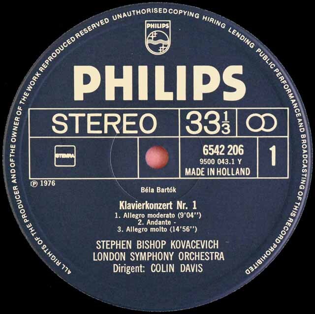 アルゲリッチ&コヴァセビッチのバルトーク/2台のピアノと打楽器のためのソナタほか 蘭PHILIPS 3527 LP レコード