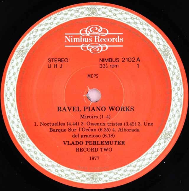 ペルルミュテールのラヴェル/「鏡」、「ソナチネ」ほか 英Nimbus 3527 LP レコード