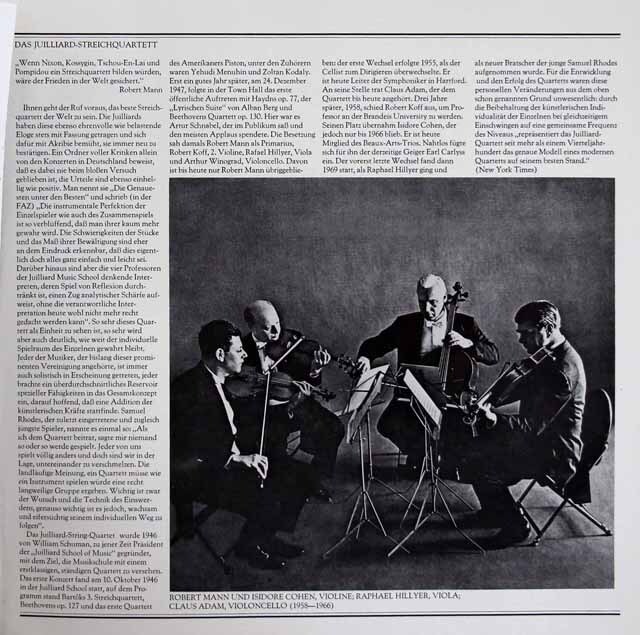 ジュリアード四重奏団のベートーヴェン/後期弦楽四重奏曲集 独CBS 3527 LP レコード