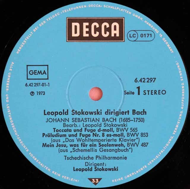 LP レコード ストコフスキーのバッハ/「トッカータとフーガ ニ短調
