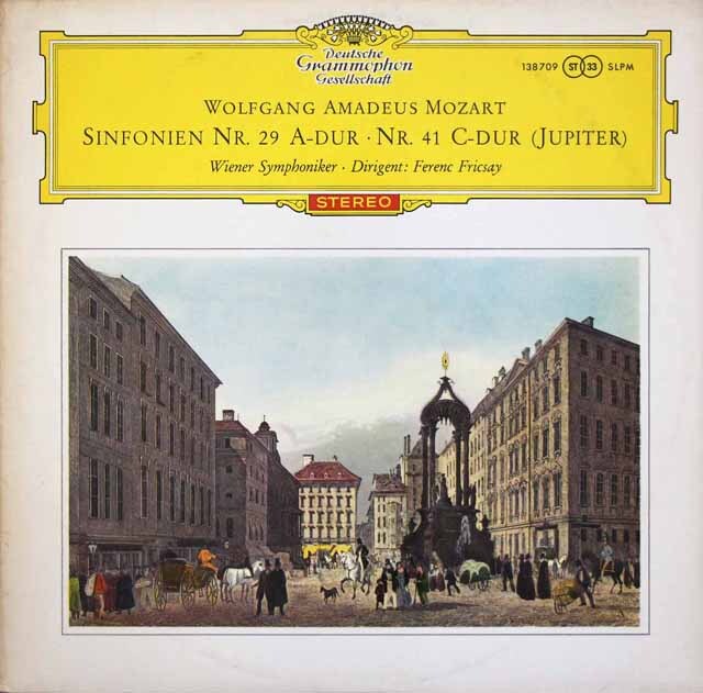 【赤ステレオ/独最初期盤】　フリッチャイのモーツァルト/交響曲第29、41番「ジュピター」　独DGG　3531　LP レコード