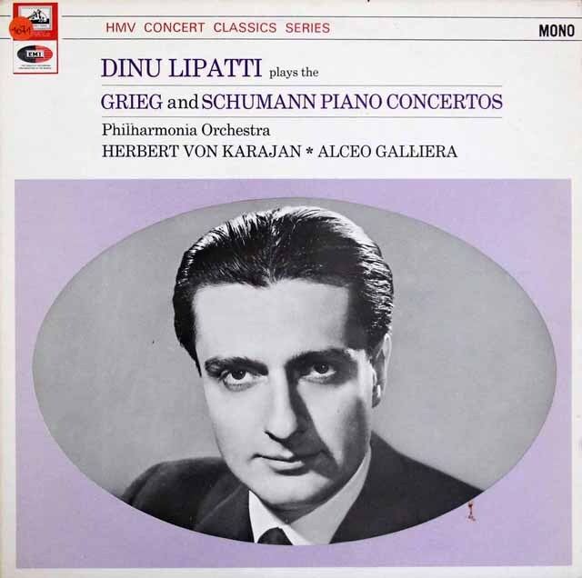 リパッティ、カラヤンらのグリーグ、シューマン/ピアノ協奏曲集　英EMI（HMV）　3532　LP レコード