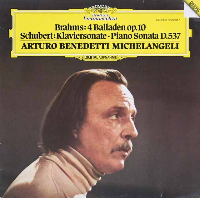 ミケランジェリのブラームス/「4つのバラード」ほか　独DGG　3537　LP レコード