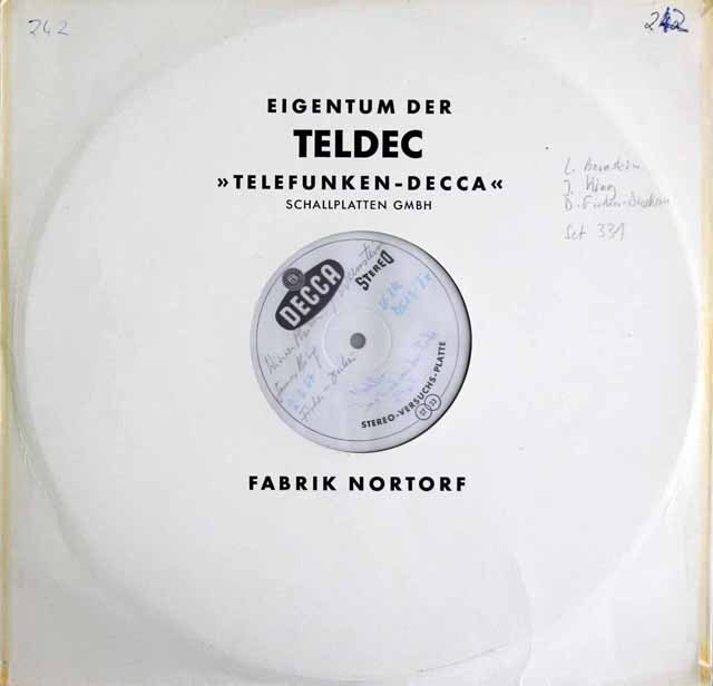 【テストプレス】　D.F=ディースカウ&バーンスタインのマーラー/「大地の歌」　独DECCA　3537　LP レコード