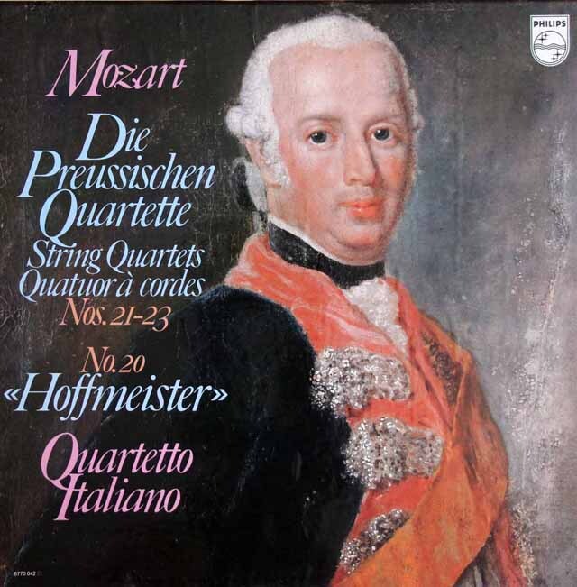 イタリア四重奏団のモーツァルト/弦楽四重奏曲第20番「ホフマイスター」＆第21-23番「プロシア王四重奏曲」　蘭PHILIPS　3537　LP レコード