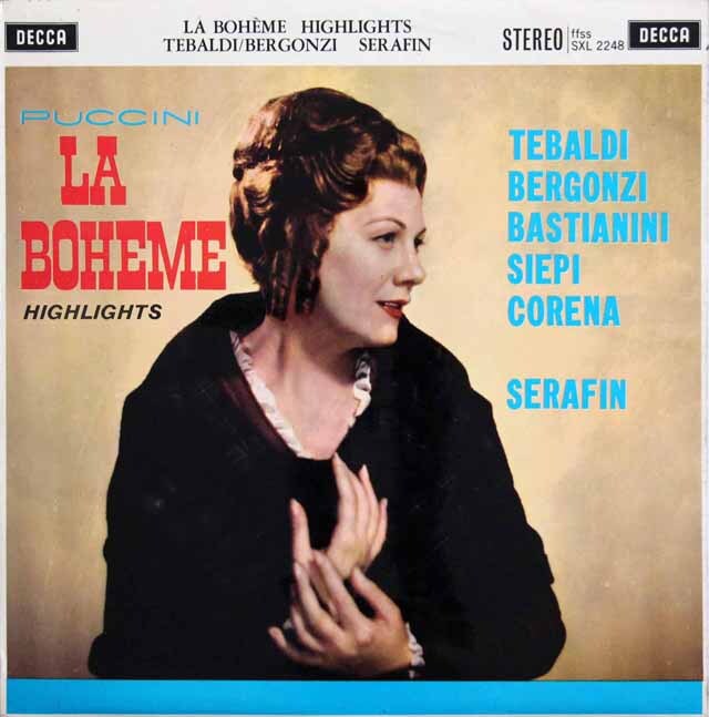 テバルディ&セラフィンのプッチーニ/「ラ・ボエーム」抜粋 　英DECCA　3538　LP レコード