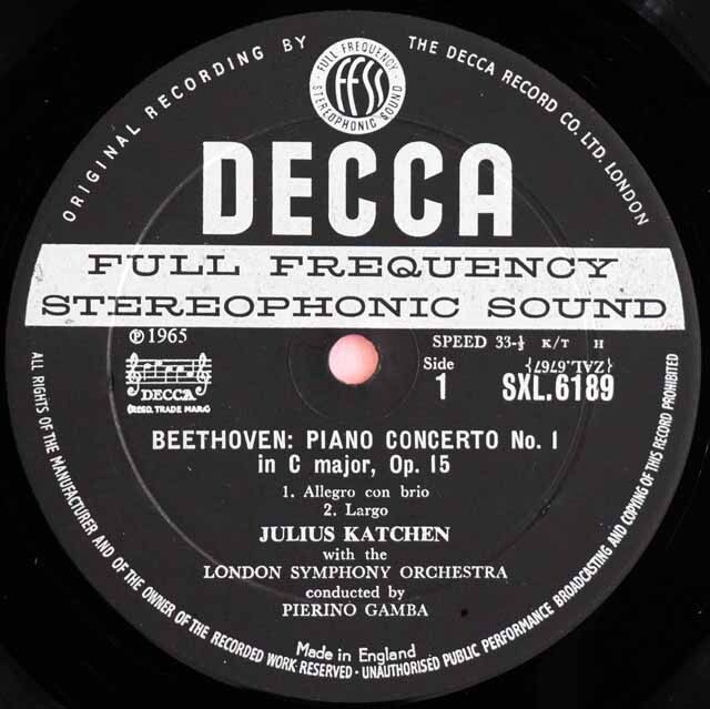 レコード　LP ベートーヴェン: ピアノ協奏曲第1番 LP レコード オリジナル盤 カッチェンのベートーヴェン/ピアノ協奏曲第