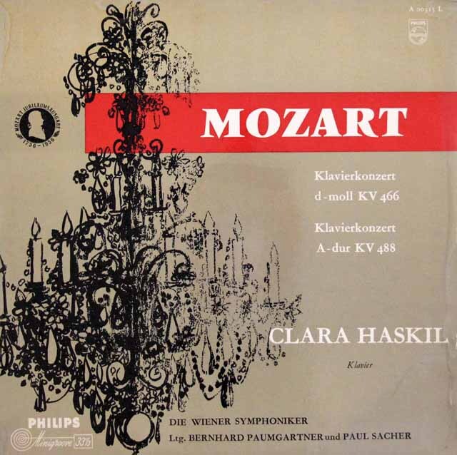 【オリジナル盤】　ハスキル、パウムガルトナーらのモーツァルト/ピアノ協奏曲第20、23番　蘭PHILIPS　3540　LP レコード