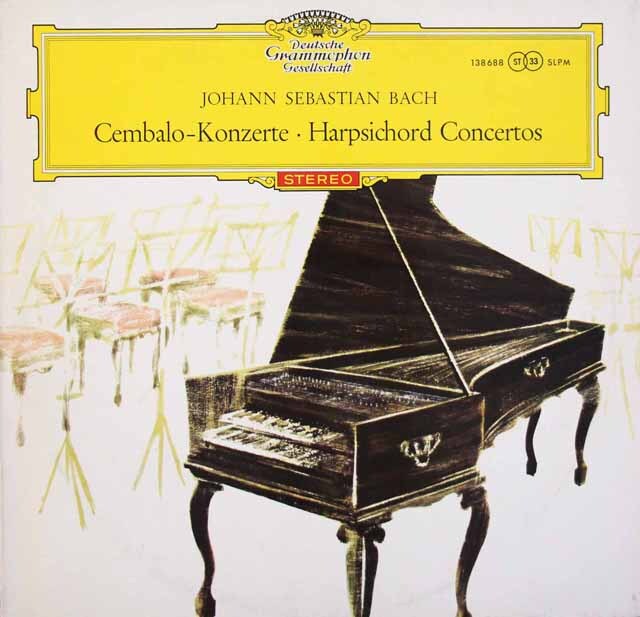 【赤ステレオ、独最初期盤】　マーロー、クック、ザイデンベルクらのバッハ/2台、3台、4台のチェンバロのための協奏曲　独DGG　3540　LP レコード