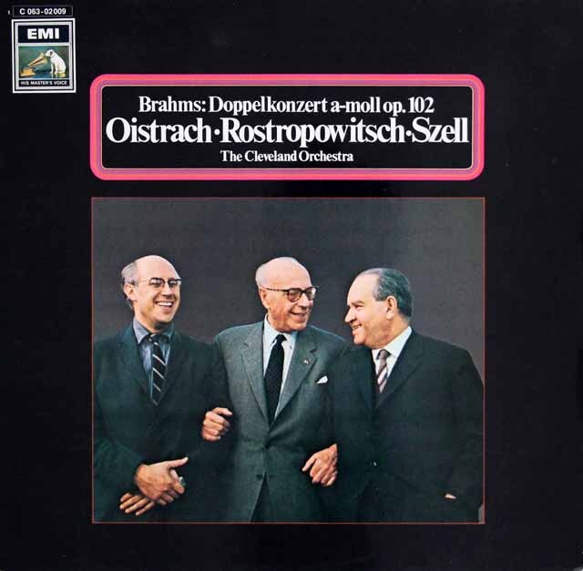 オイストラフ、ロストロポーヴィチ、セルのブラームス/二重協奏曲　独EMI　3601　LP レコード