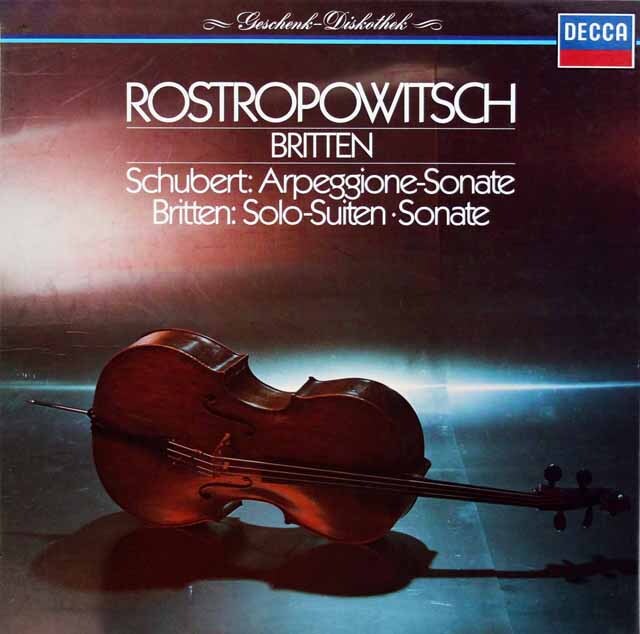 【サイン入りフォト付き】　ロストロポーヴィチ、ブリテンのシューベルト/アルペジオーネ・ソナタほか　独DECCA　3601　LP レコード