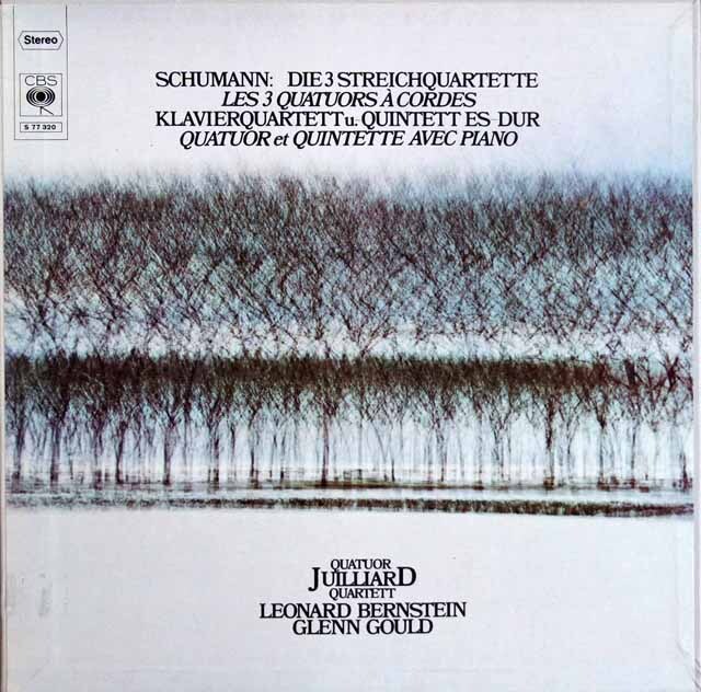グールド、バーンスタイン、ジュリアード四重奏団のシューマン/弦楽四重奏曲、ピアノ四重奏、五重奏曲集　独CBS　3602　LP レコード