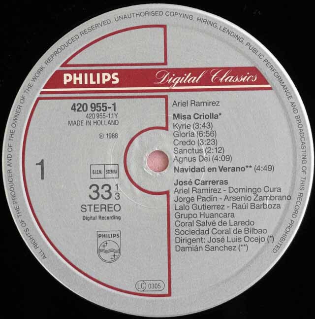 エル・アール　エル・プラス・アール　レコード　2/5 LP レコード カレーラスのラミレス/「ミサ・クリオージャ」ほか