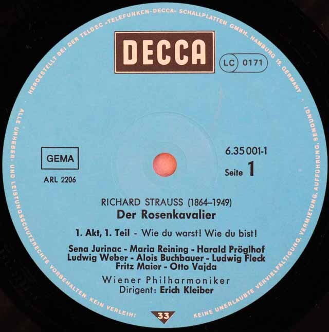 エーリヒ・クライバーのR.シュトラウス/「ばらの騎士」全曲 独DECCA 3605 LP レコード