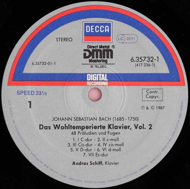 シフのバッハ/平均律クラヴィーア曲集 第2巻 独DECCA 3605 LP レコード