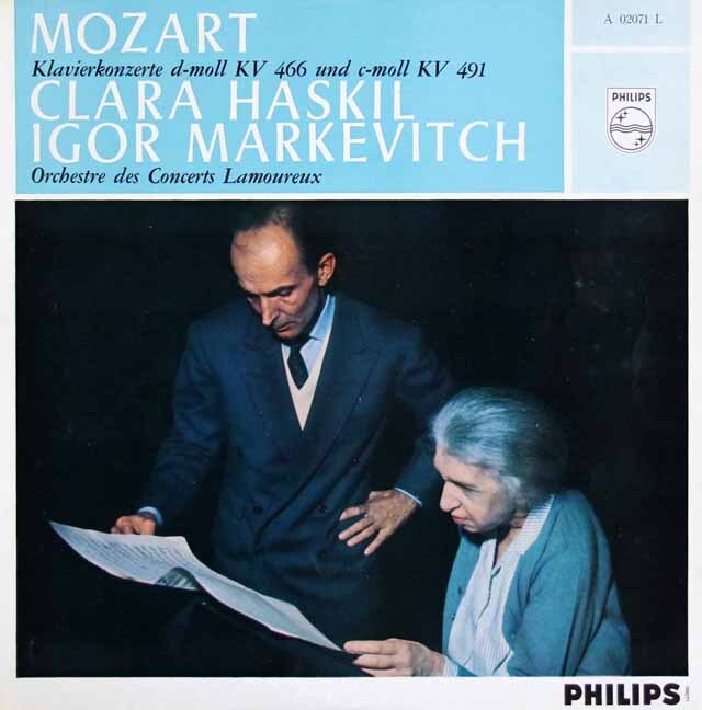 【モノラル】　ハスキル、マルケヴィチのモーツァルト/ピアノ協奏曲第20、24番　蘭PHILIPS　3606　LP レコード