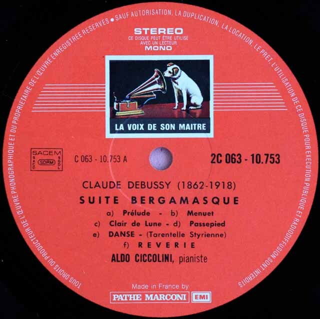LP レコード チッコリーニのドビュッシー/「ベルガマスク組曲」ほか 仏