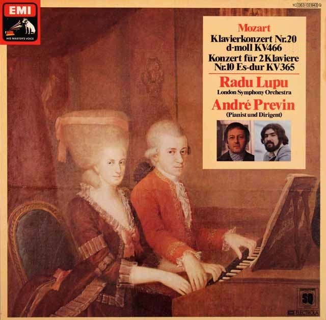 ルプー、プレヴィンのモーツァルト/ピアノ協奏曲第20、10番　独EMI　3607　LP レコード